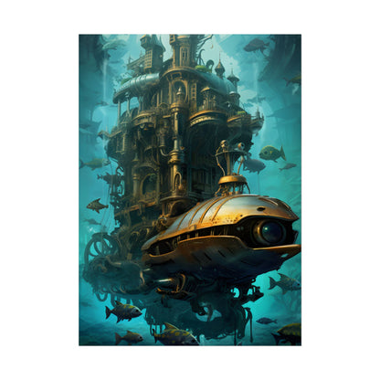 Steampunk Oceanic Adventure: Brass Skirted Explorer - Poster