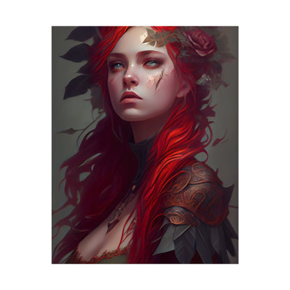 Intimate Red Hair Portrait: Artistic Female Figure in Black Dress - Poster