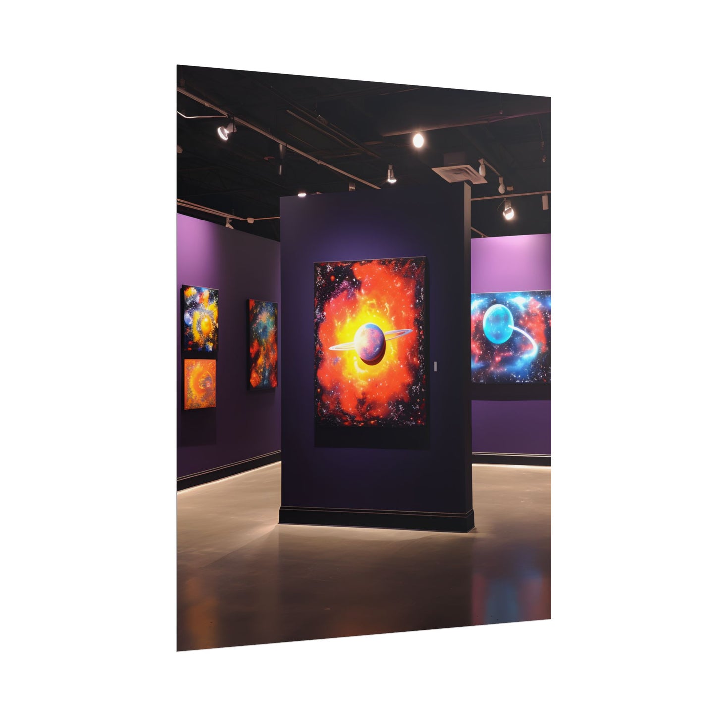 Celestial Art Gallery: Indoor Space with Dark-Light Contrast - Poster