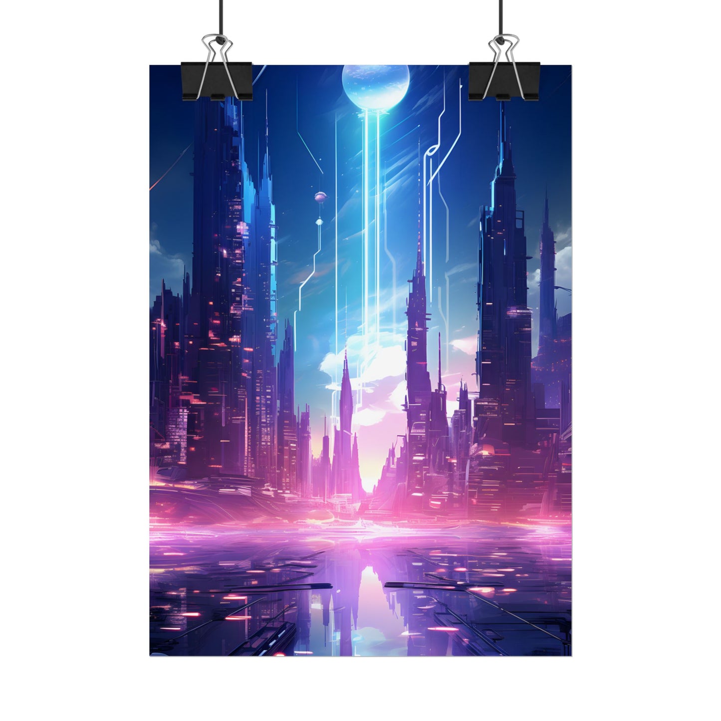 Futuristic Cityscape: Cyberpunk Dreams in a Dystopian World - Poster
