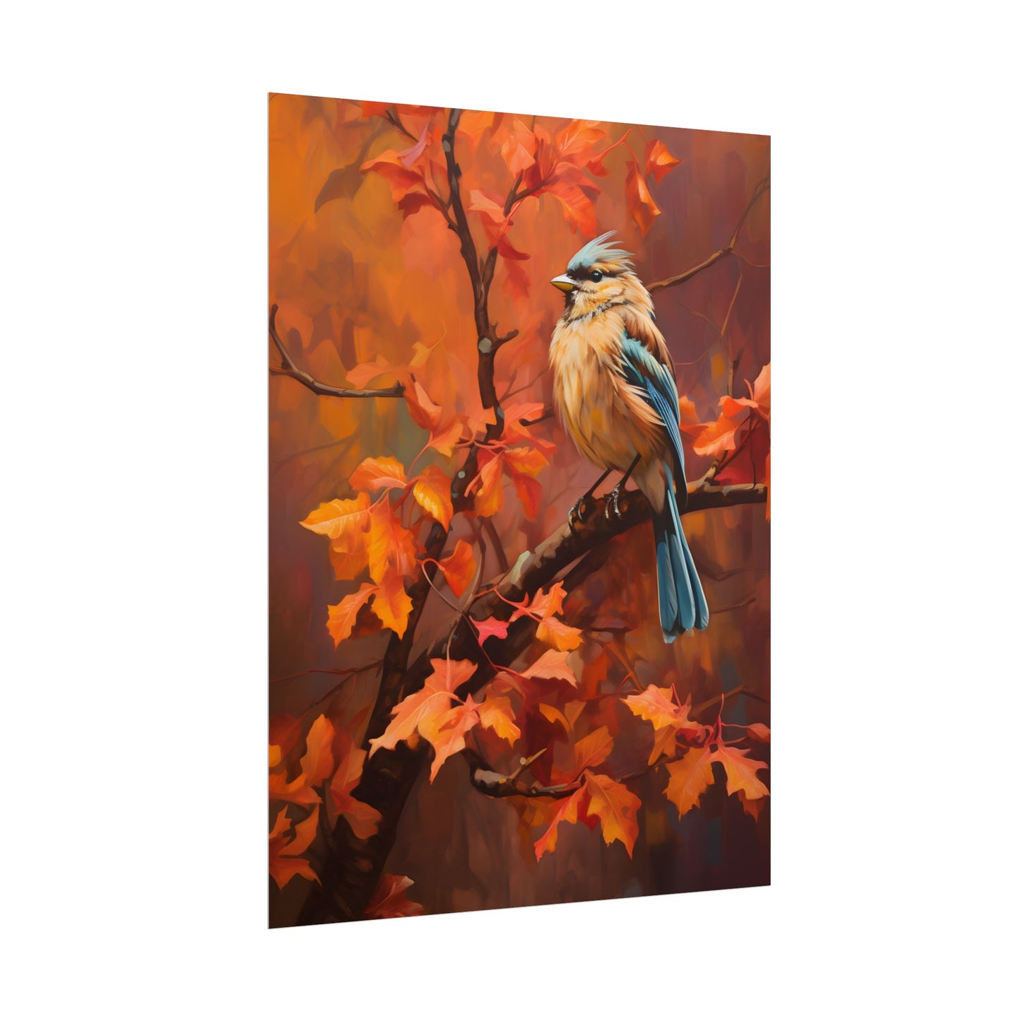 Vibrant Oak Branch: Colorful Oil Painting Artwork - Poster