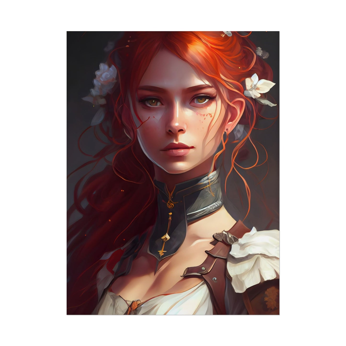 Redheaded Beauty: Formal Portrait in Dark Dress - Poster