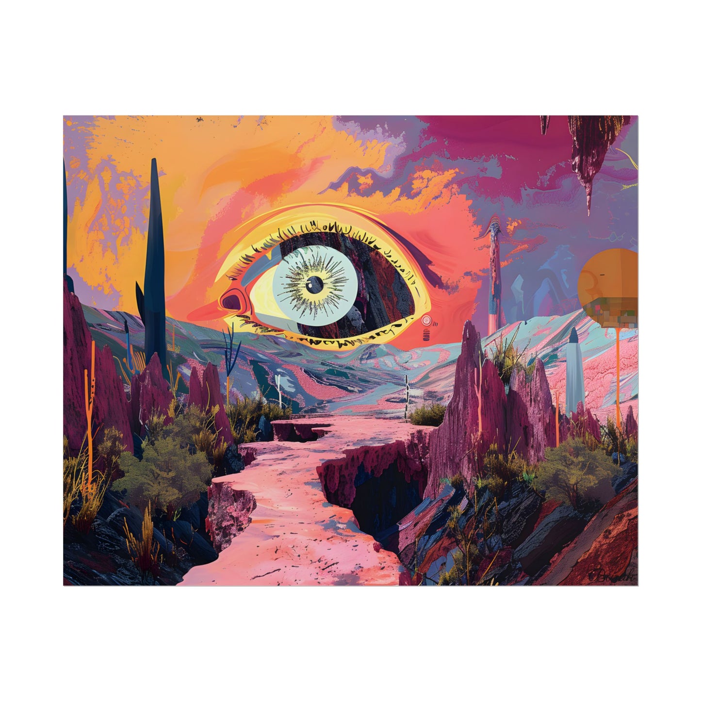 Surreal Eye: Vibrant Landscape Digital Art - Poster