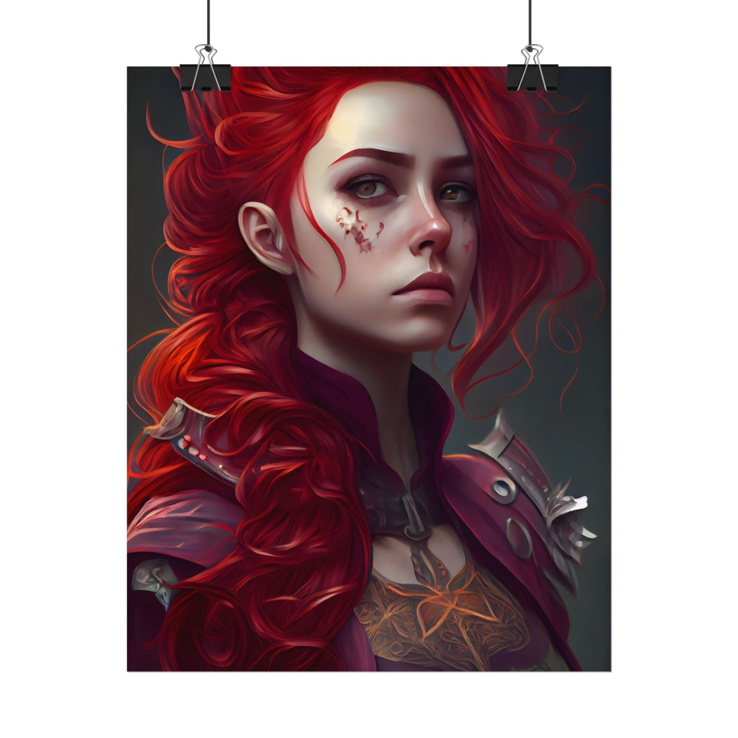 Realistic Red Hair Portrait: Soft Light Artwork - Poster