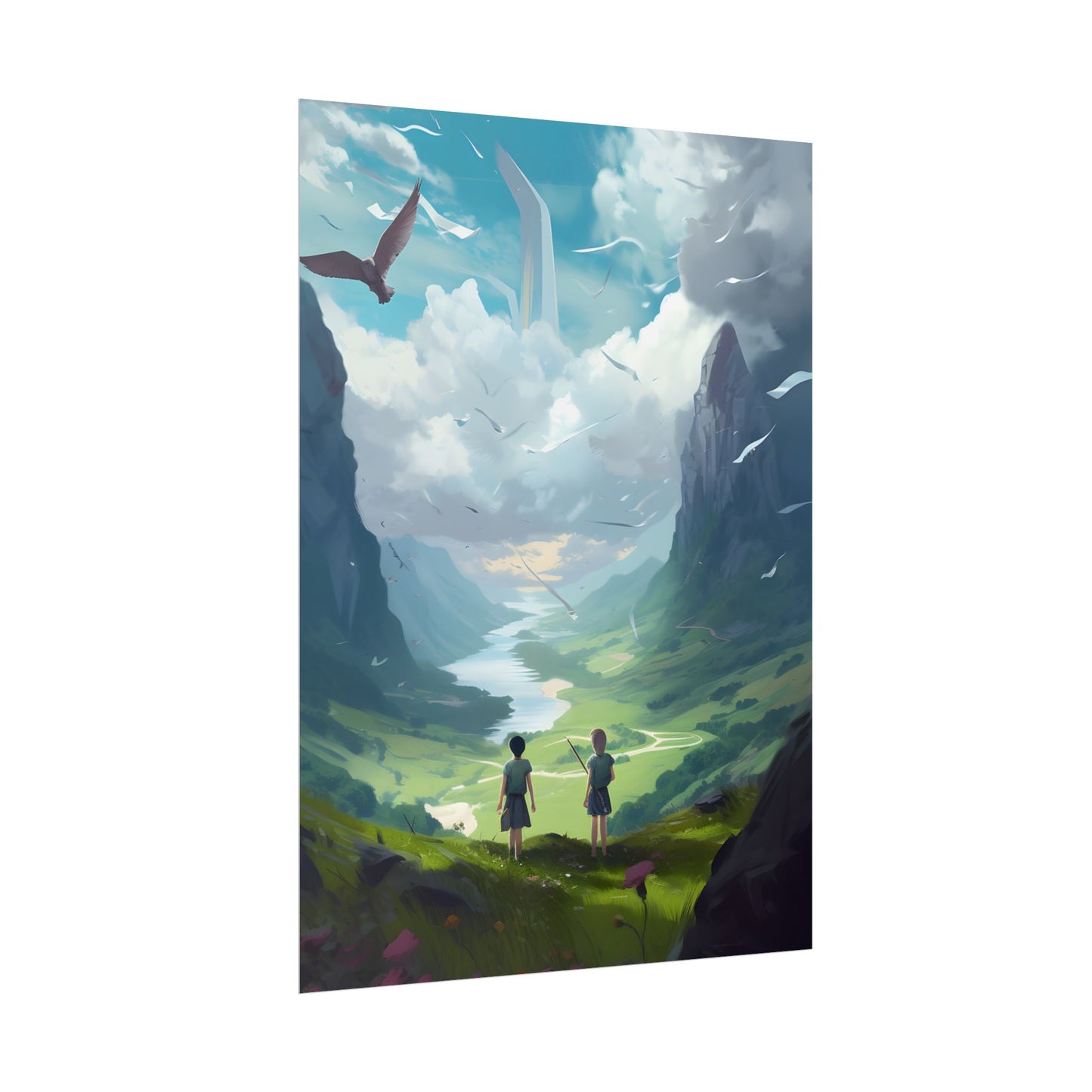 Tranquil Meadow Figures: Realistic Painting of People - Poster
