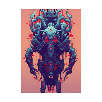 Neon Pixel Pets: Cyberpunk Synthwave Digital Art - Poster