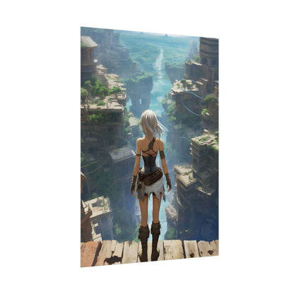 Dramatic Anime Female: Dynamic Birds Eye View Artwork - Poster