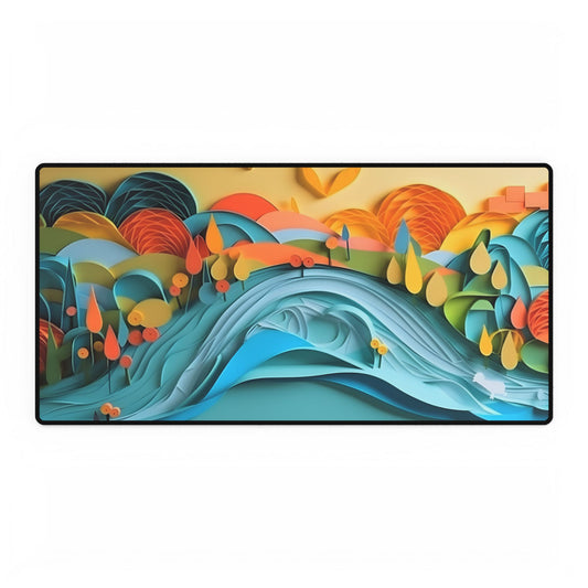 Magical Peaceful Beach: Paper Quilled Serenity - Desk Mat