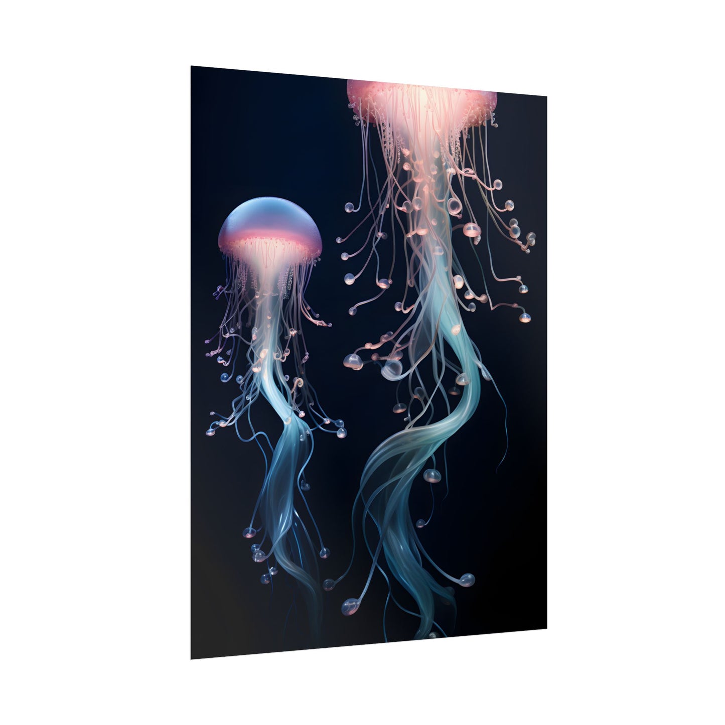 Bioluminescent Oceanic Ballet: Underwater Dancer in Motion - Poster