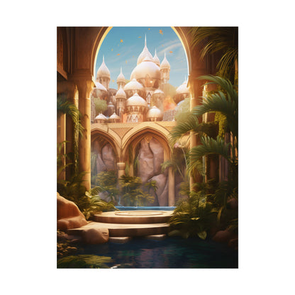Mythical Desert Oasis: Arabian Nights Inspired Artwork - Poster