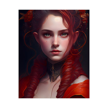 Redhead Portrait: Vibrant Dress Artwork - Poster