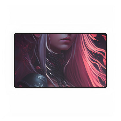 Astonishing Female Portrait with Pink Hair: Artistic Vision - Desk Mat