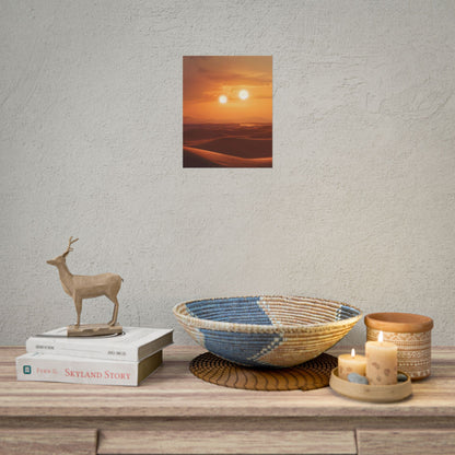 Serene Binary Sunset Artwork: A Peaceful Landscape - Poster