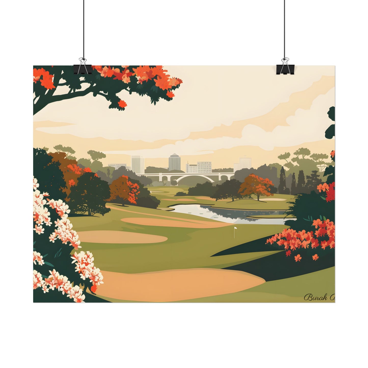 Retro Golf Illustration: Classic Course Art - Poster