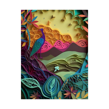 Vibrant Indian Quilling Art: Traditional Landscape Decoration - Poster