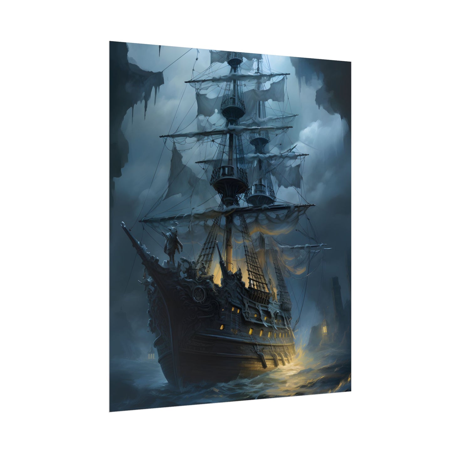 Ghost Pirate Sails: Mysterious Ocean Artwork - Poster