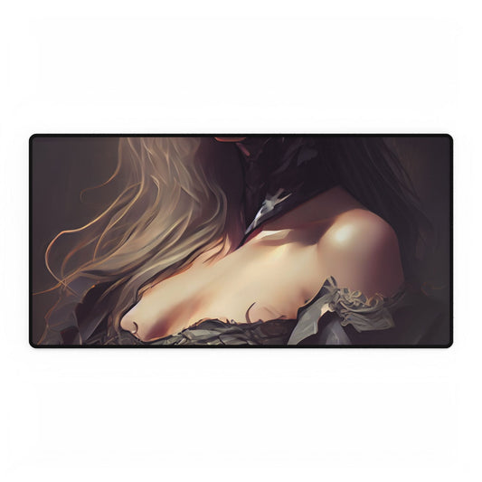 Blonde Female Portrait in a Dress: Stunning Artwork - Desk Mat