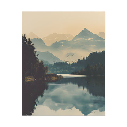 Serene Mountain Lake Aerial: Birds Eye View Artwork - Poster