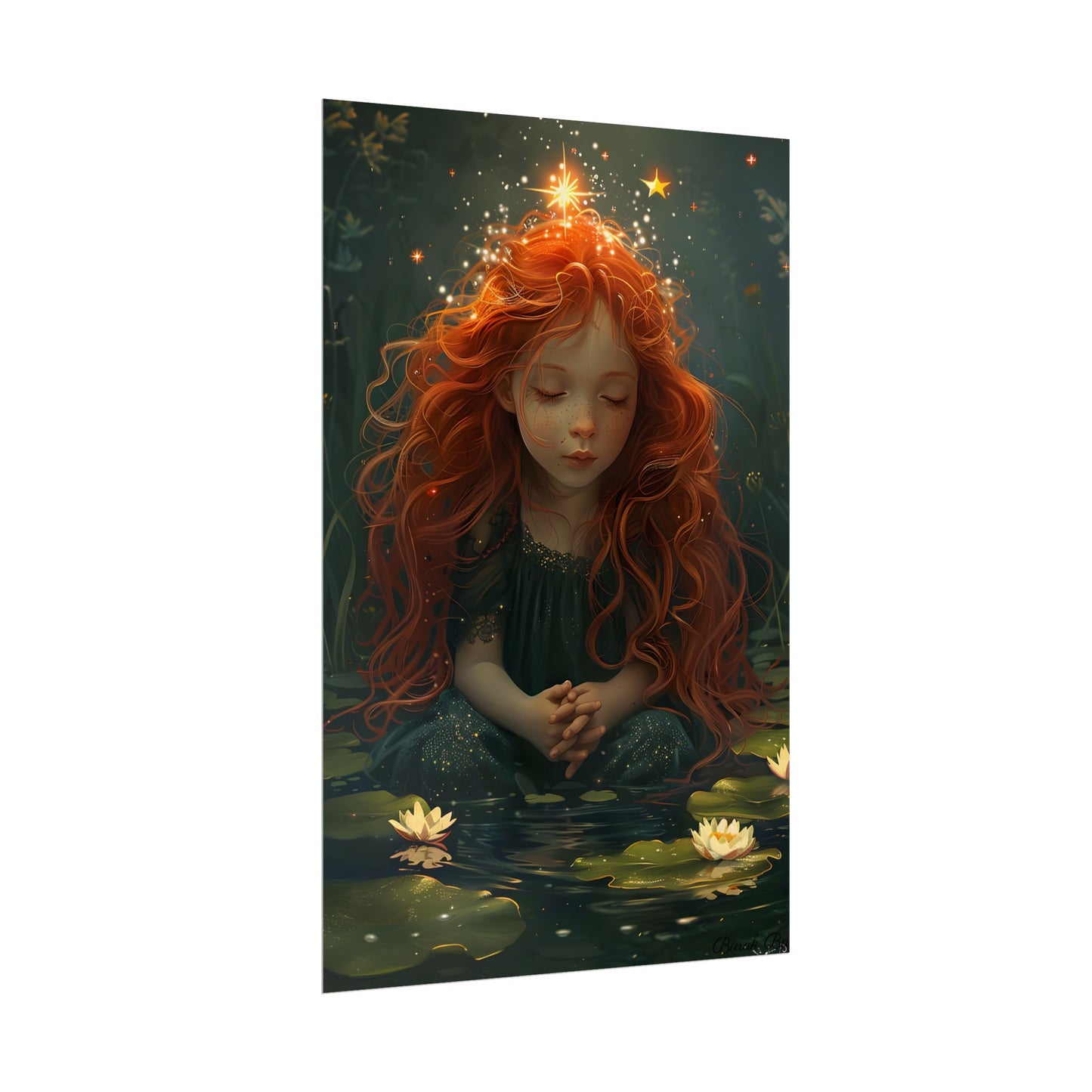 Sparkly Redhead Daydream: Young Girl Digital Art - Poster