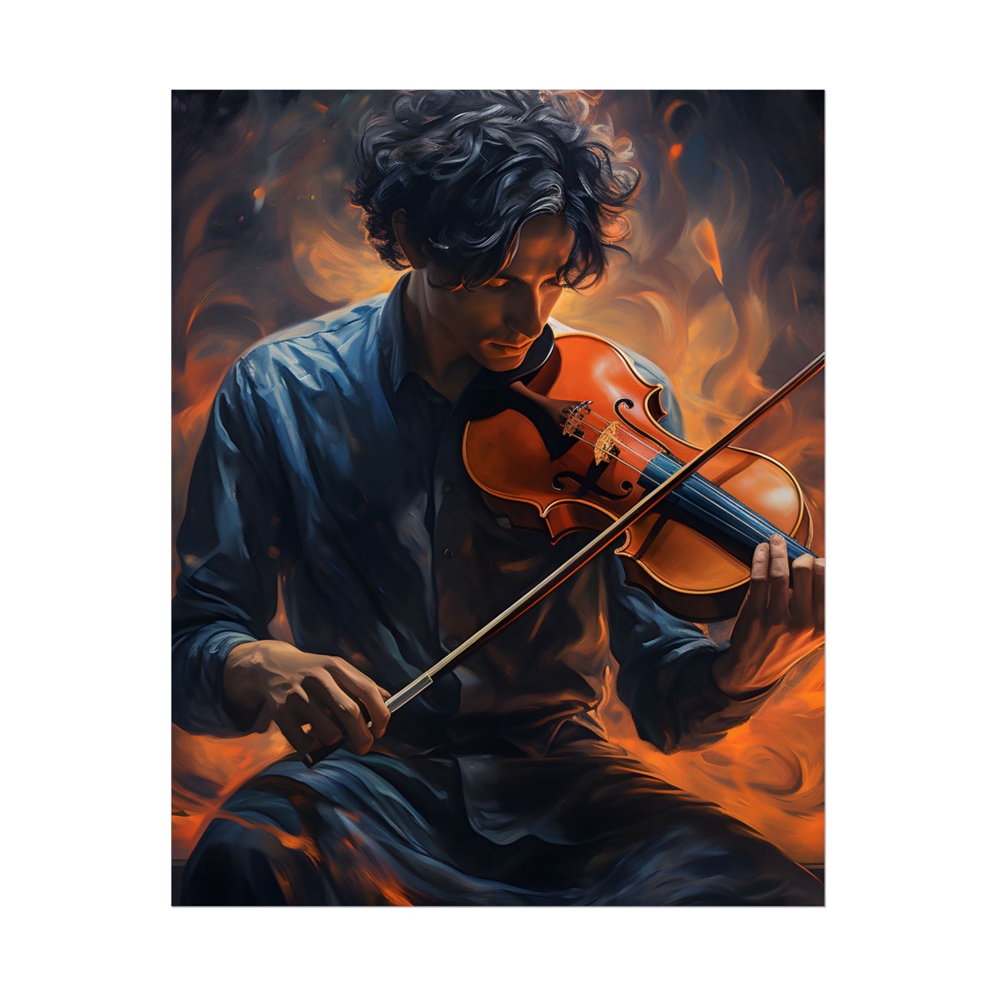 Mysterious Musician Portrait: Enigmatic Eyes Artwork - Poster