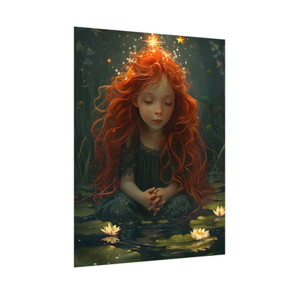 Sparkly Redhead Daydream: Young Girl Digital Art - Poster