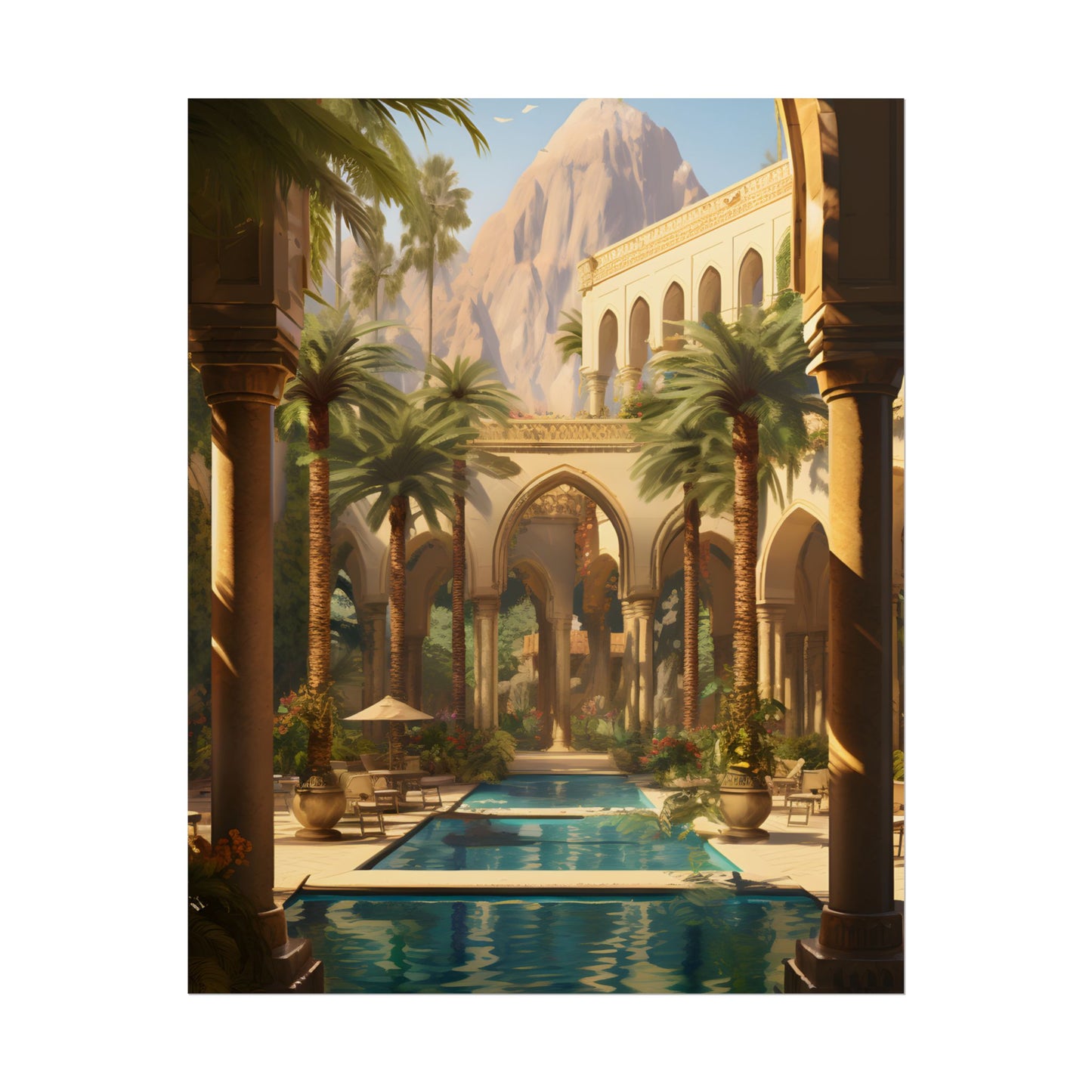 Mythical Desert Oasis: Arabian Nights-Inspired Art - Poster
