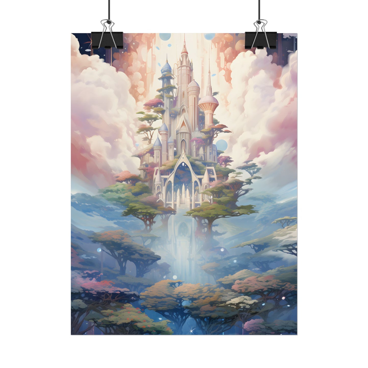Surreal Floating City in Celestial Fantasy: A Dreamlike Digital Artwork - Poster