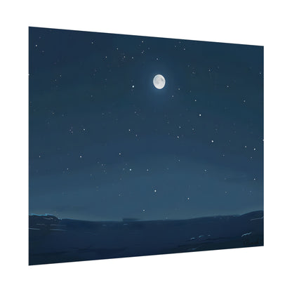 Starry Night Sky: Minimalist Beauty in Blue - Poster