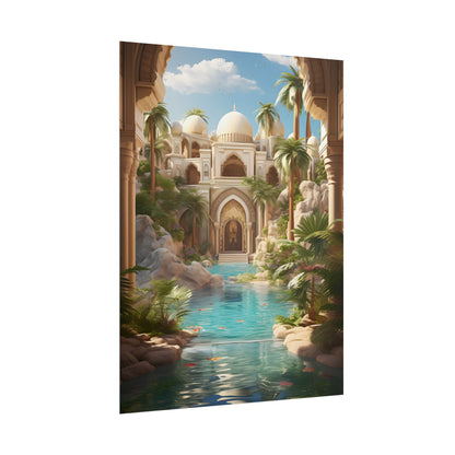 Serene Desert Oasis: Arabian Nights-Inspired Artwork - Poster
