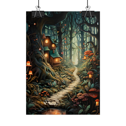 Whimsical Cartoon Forest Scene - Poster