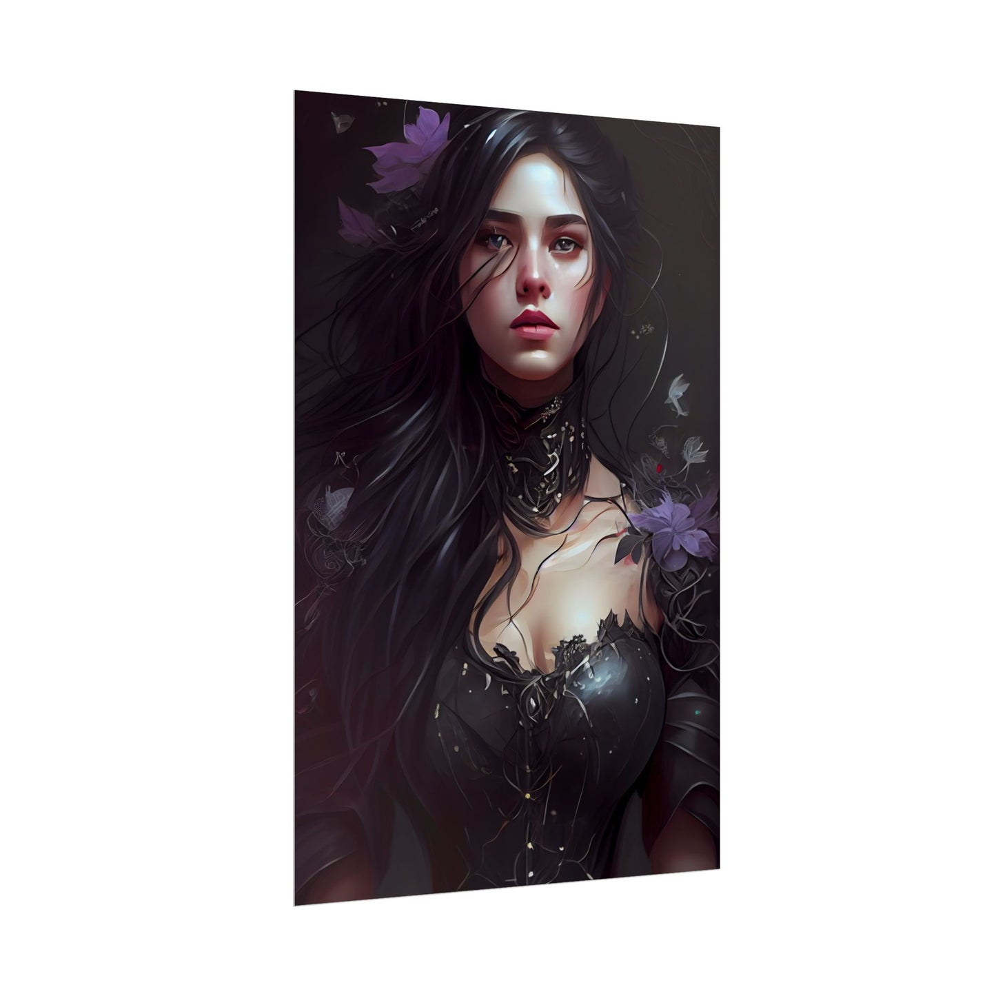 Striking Woman Portrait: Black Hair Artwork - Poster