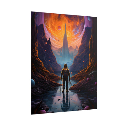 Futuristic Explorer in Wilderness: Sci-Fi Artwork - Poster