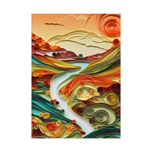 Eye-Catching American Landscape: Paper Quilling Nature Scene - Poster