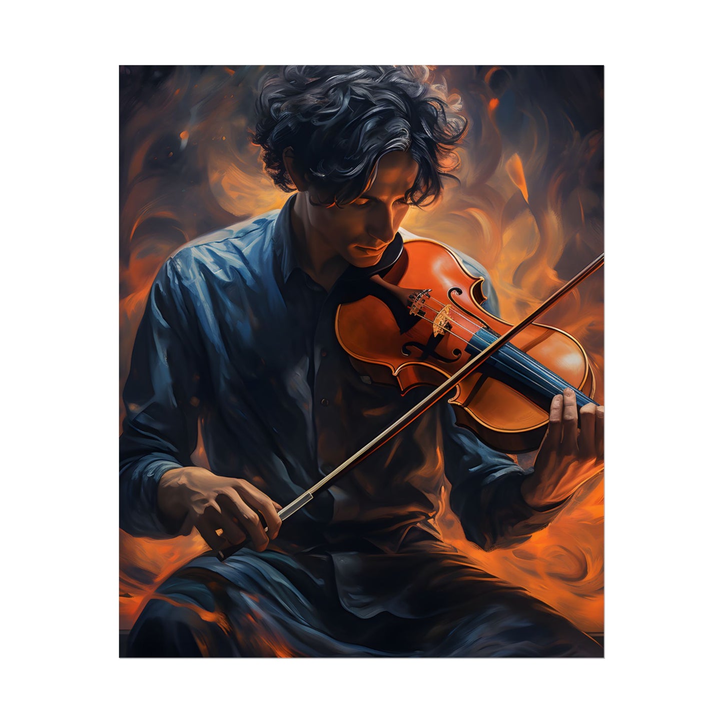 Mysterious Musician Portrait: Enigmatic Eyes Artwork - Poster