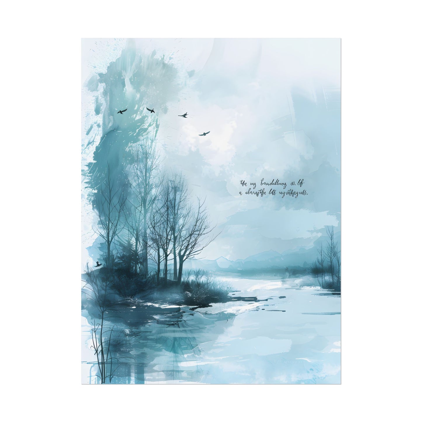 Serene Landscape: A Peaceful Nature Scene with Inspirational Quote - Poster