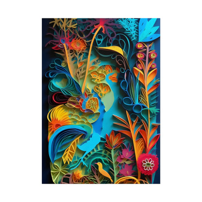 Indian Quilled Landscape: Colorful Paper Art - Poster