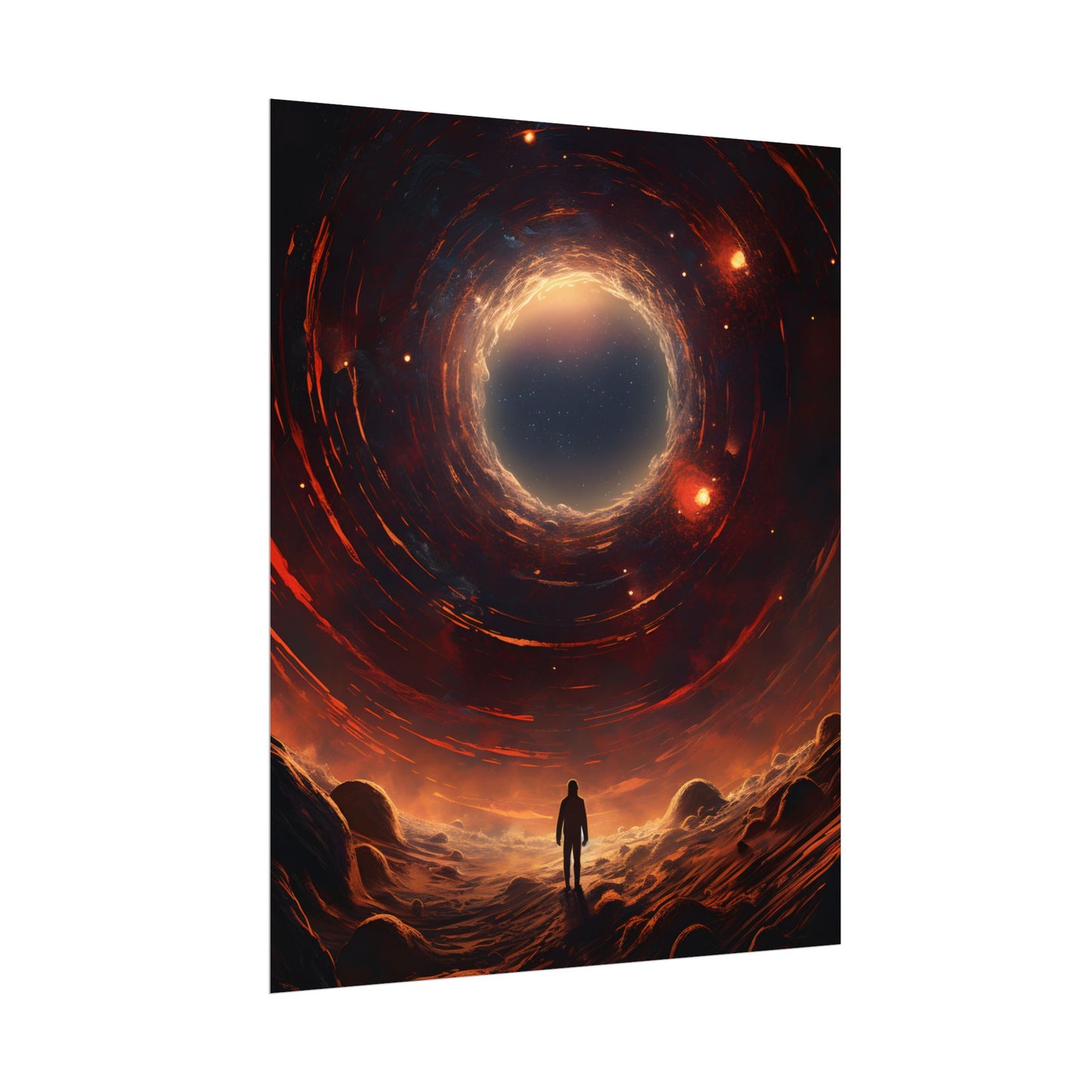 Black Hole Cosmic: A Realistic Digital Artwork of a Planet in Orbit - Poster