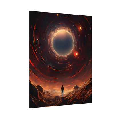 Black Hole Cosmic: A Realistic Digital Artwork of a Planet in Orbit - Poster