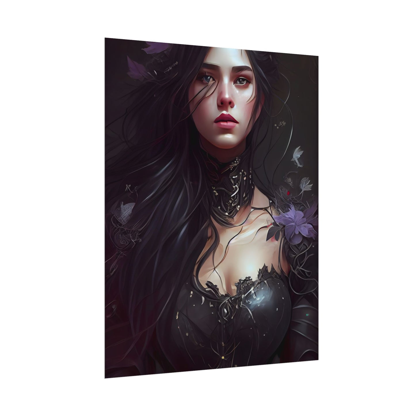 Striking Woman Portrait: Black Hair Artwork - Poster