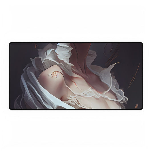 Beautiful Brown Hair Portrait: Woman in a We Artwork - Desk Mat