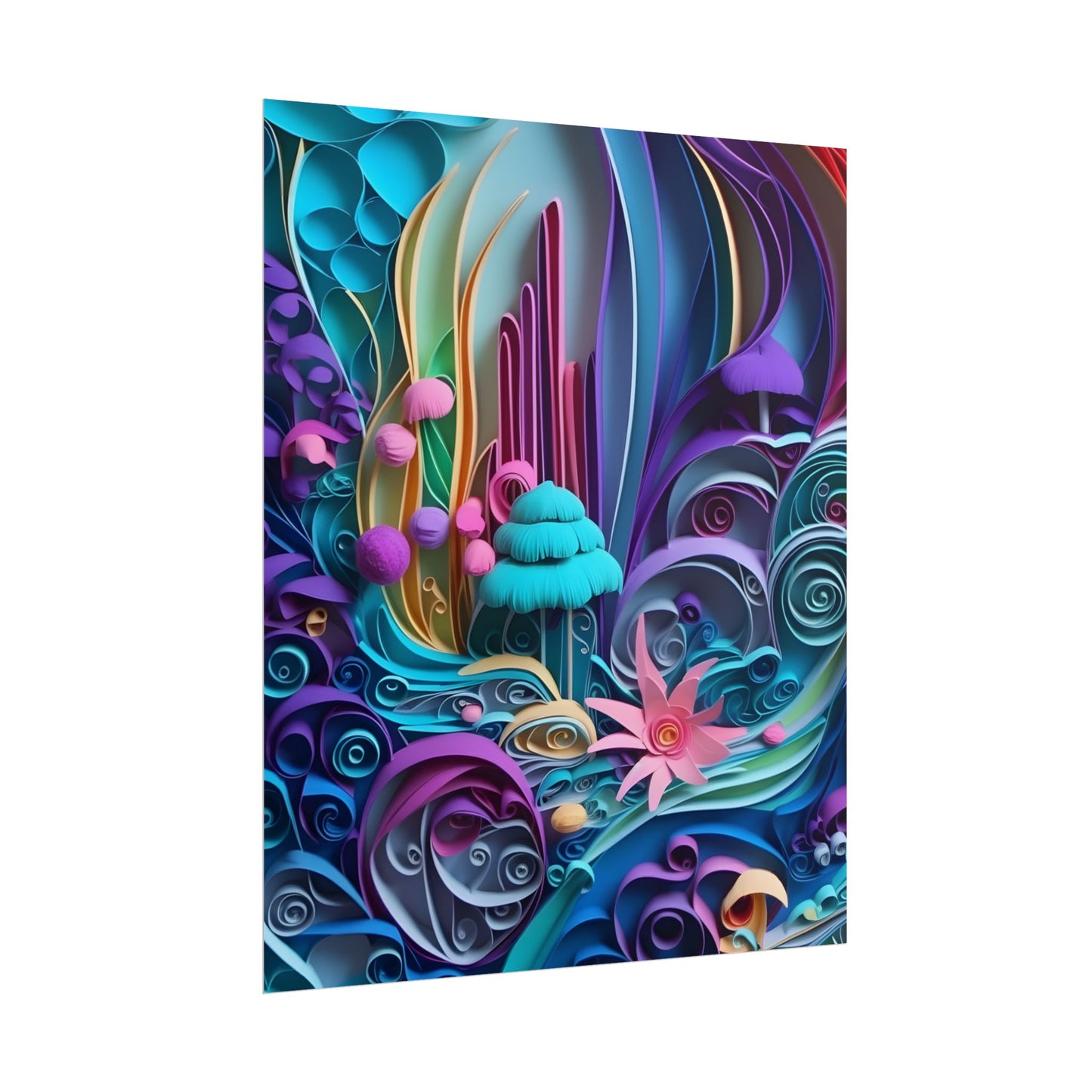 Vibrant Beach Landscape: Paper Quilling Artwork - Poster