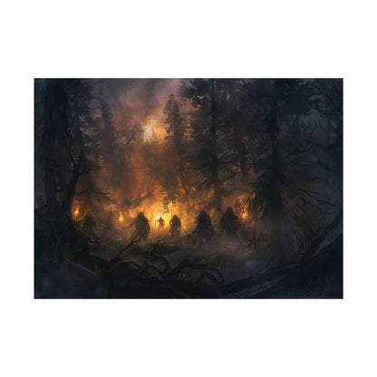 Tranquil Forest Sunset: People Connecting with Nature - Poster