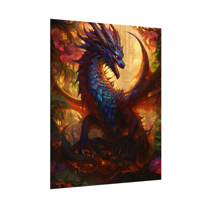 Majestic Dragon Guardian: Fantasy Landscape Art - Poster