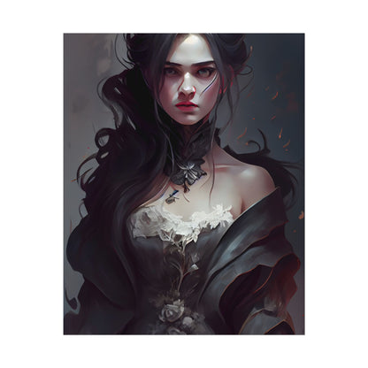Black Haired Female Portrait: Elegant Outdoor Beauty - Poster