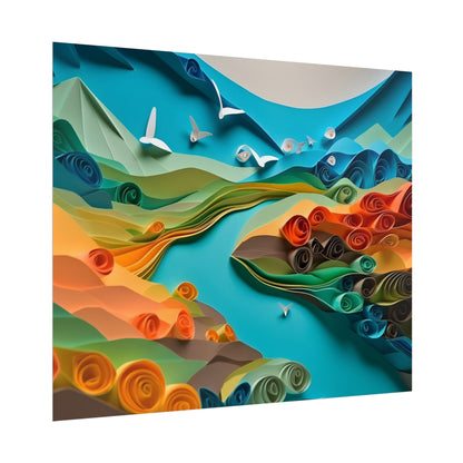 Magical Beach Paradise: Peaceful Paper Quilling Art - Poster