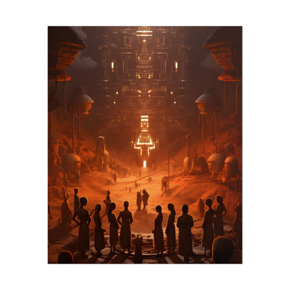 Vibrant Futuristic Tribal Gathering: Digital Art - Poster