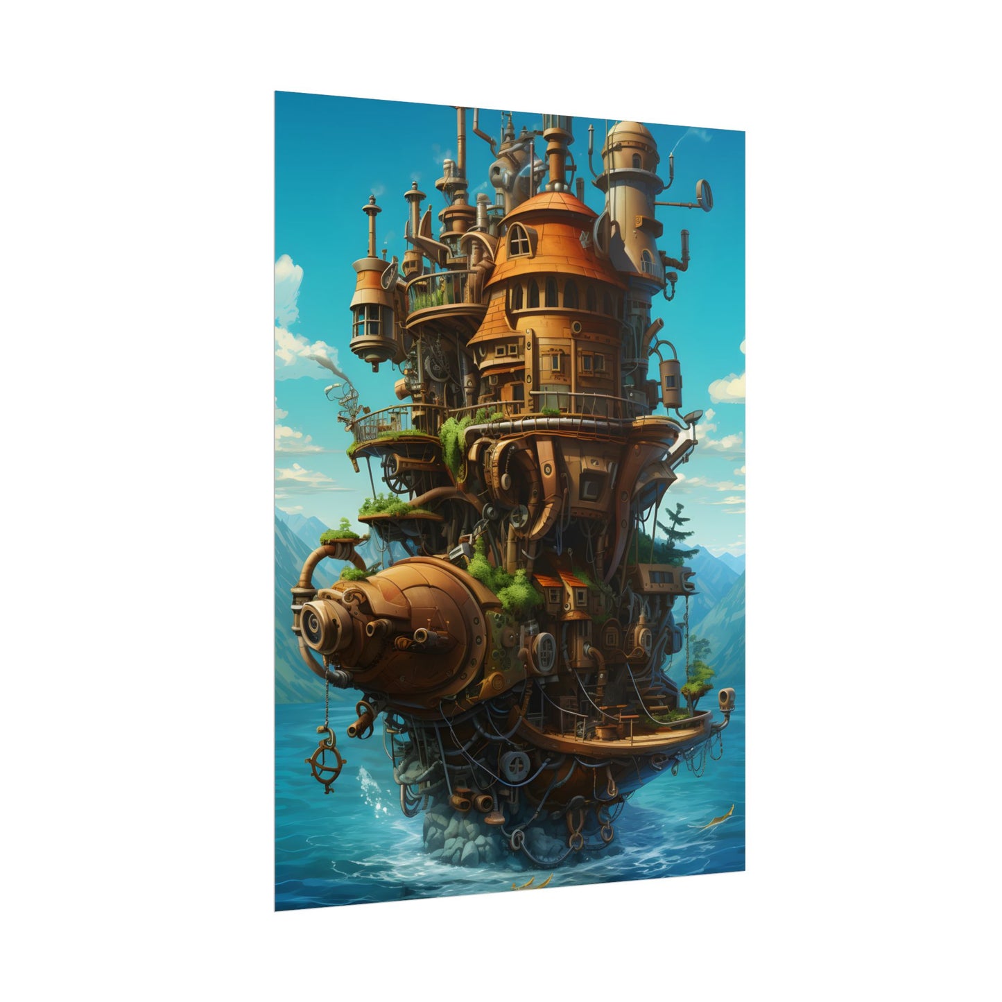 Oceanic Steampunk Treasure Dive: Underwater Adventure Artwork - Poster