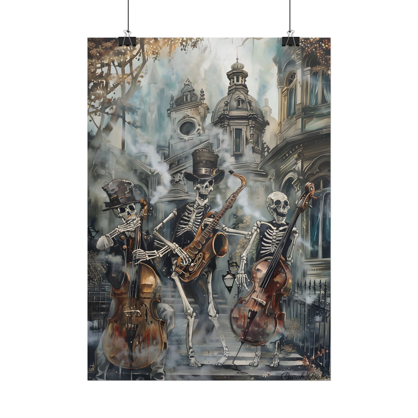 Victorian Lowbrow Jazz: Skeleton Band in Artistic Swing - Poster