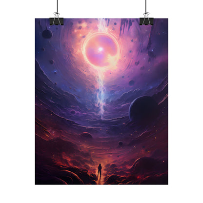 Black Hole Cosmic Odyssey: Dark Planet in Space Art - Poster