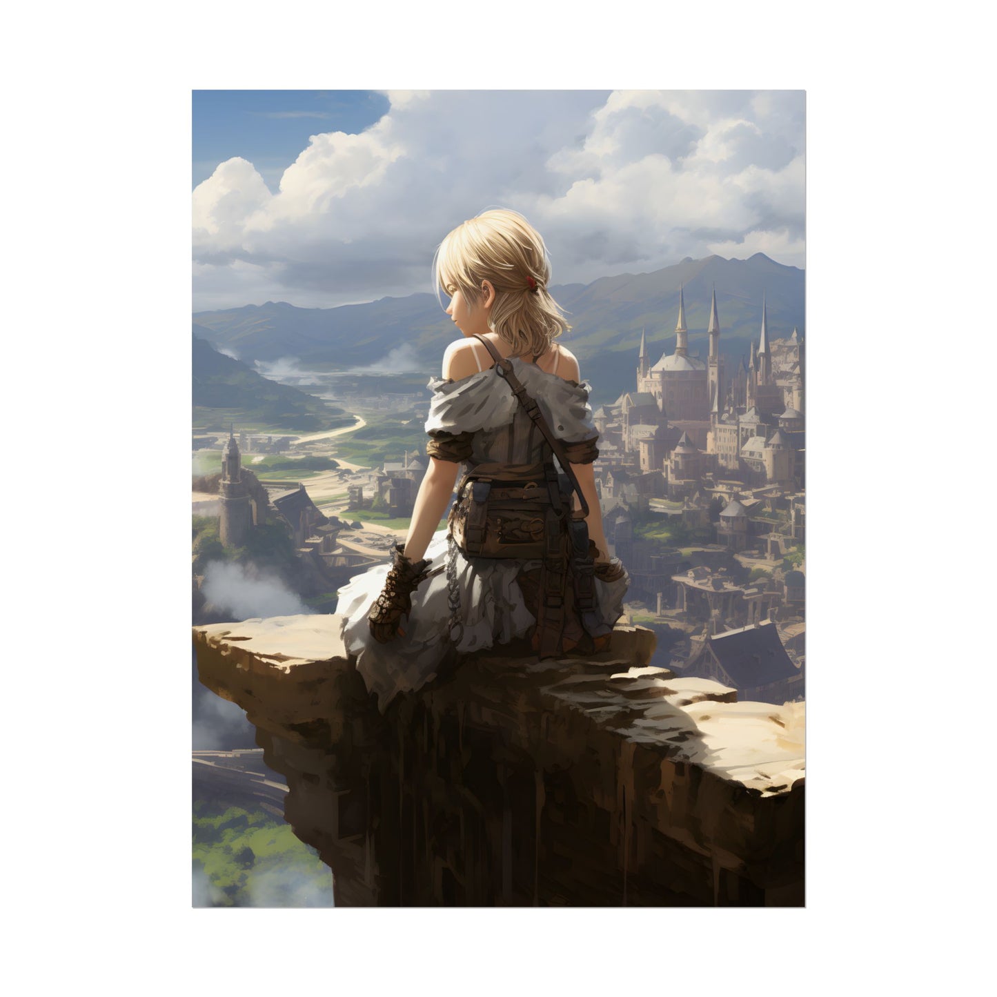 Anime Dreams: Flying Blonde Digital Artwork - Poster